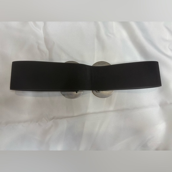 SAINT LAURENT Butterfly Buckle Suede Belt In Nero SZ 75 - Picture 4 of 7